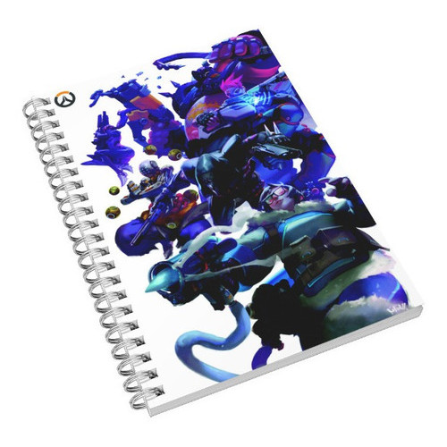 Caderno Universitário Overwatch M Blanca Video Juegos 1, 10 e 15 Matérias Escolar Capa Dura Animes  Desenhos