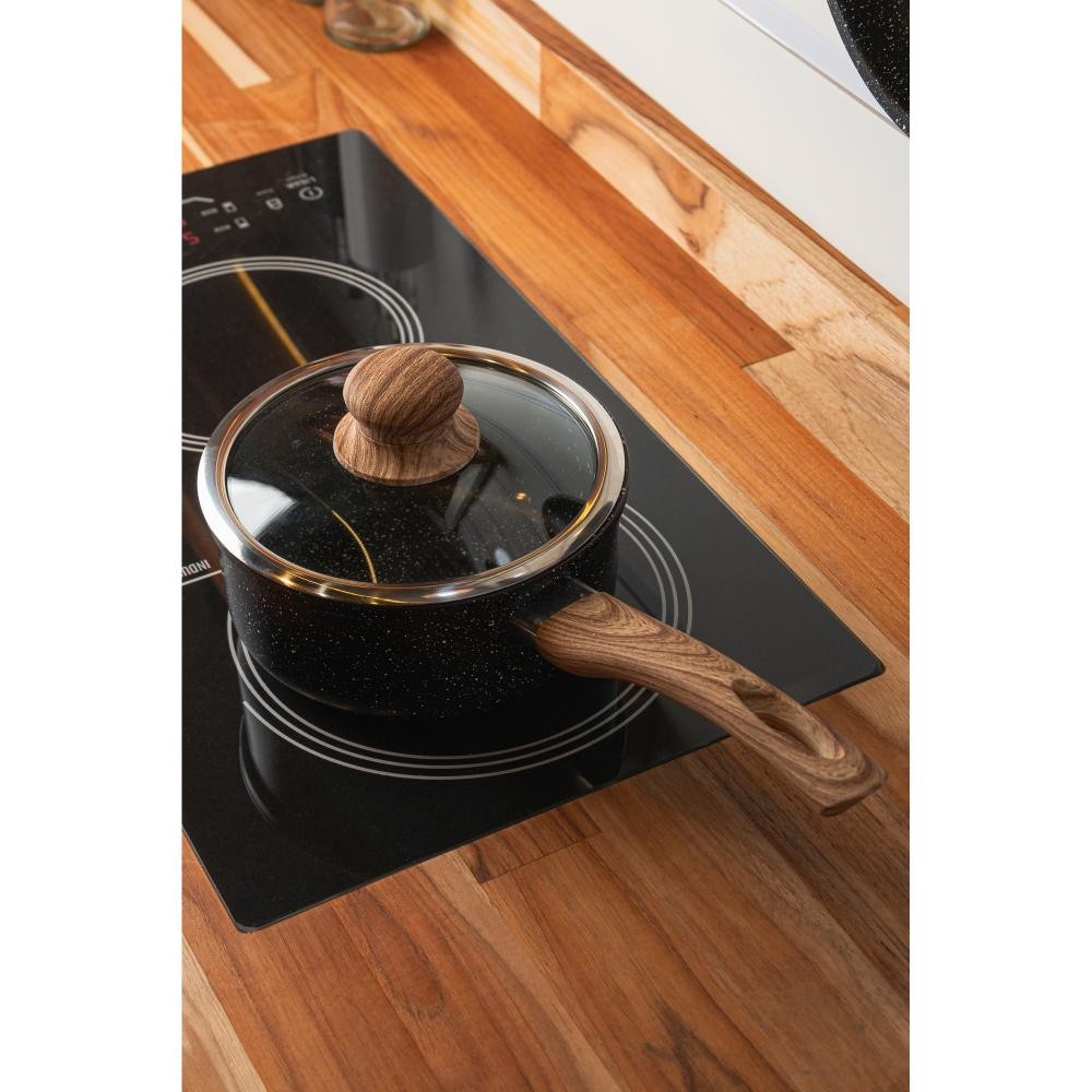 Panela de Indução com Tampa de Vidro 16cm Granilite Preta em Oferta na Shopee