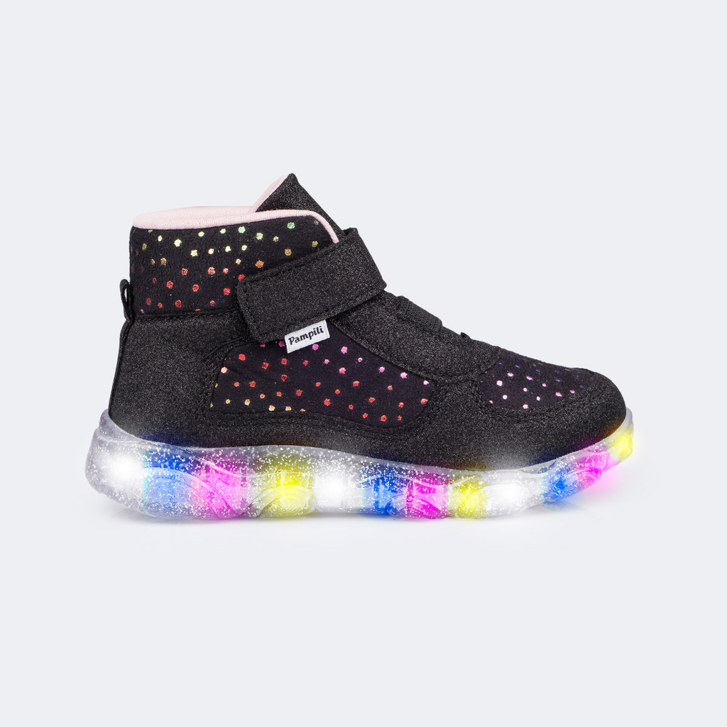 Tênis de Led Infantil Feminino Aveludado Preto Pampili em Oferta na Shopee