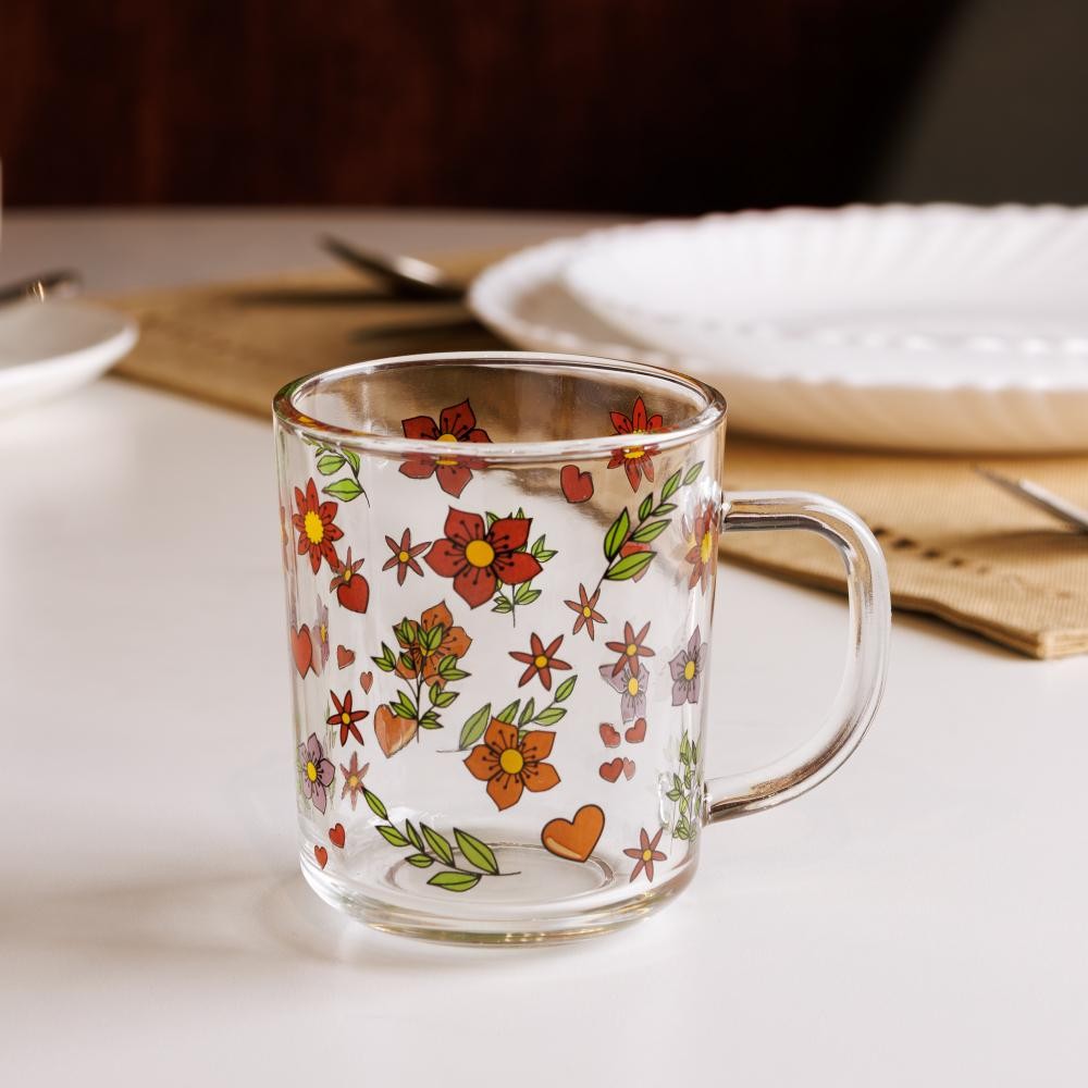 2 Canecas Lyor Amor e Flor 220ml Vidro - Home & Living