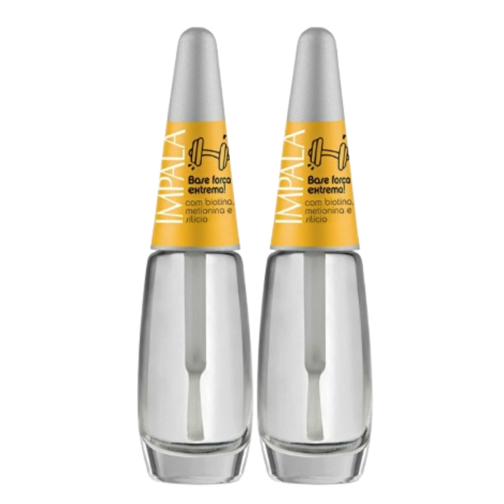 Kit 2 Esmalte Impala Base Tratamento Força Extrema Manicure