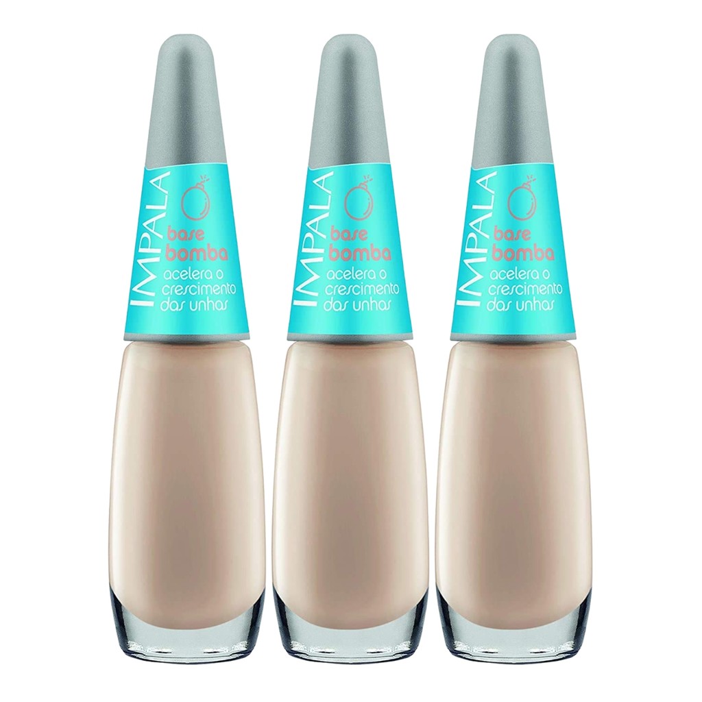 Kit 3 Esmalte Impala Base Bomba Acelerador De Crescimento