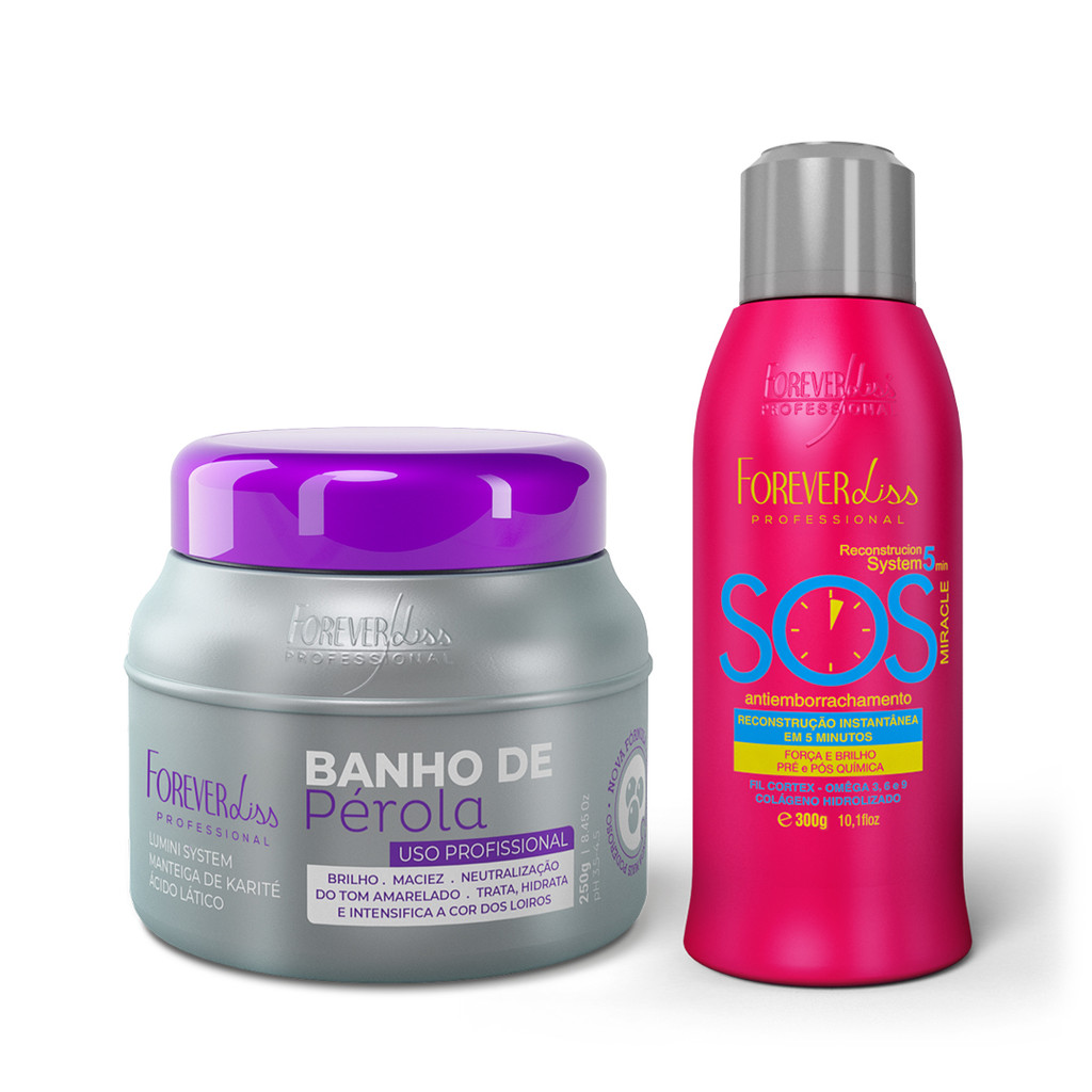 Kit Máscara Banho de Pérola Com Reconstrutor Sos Forever Liss