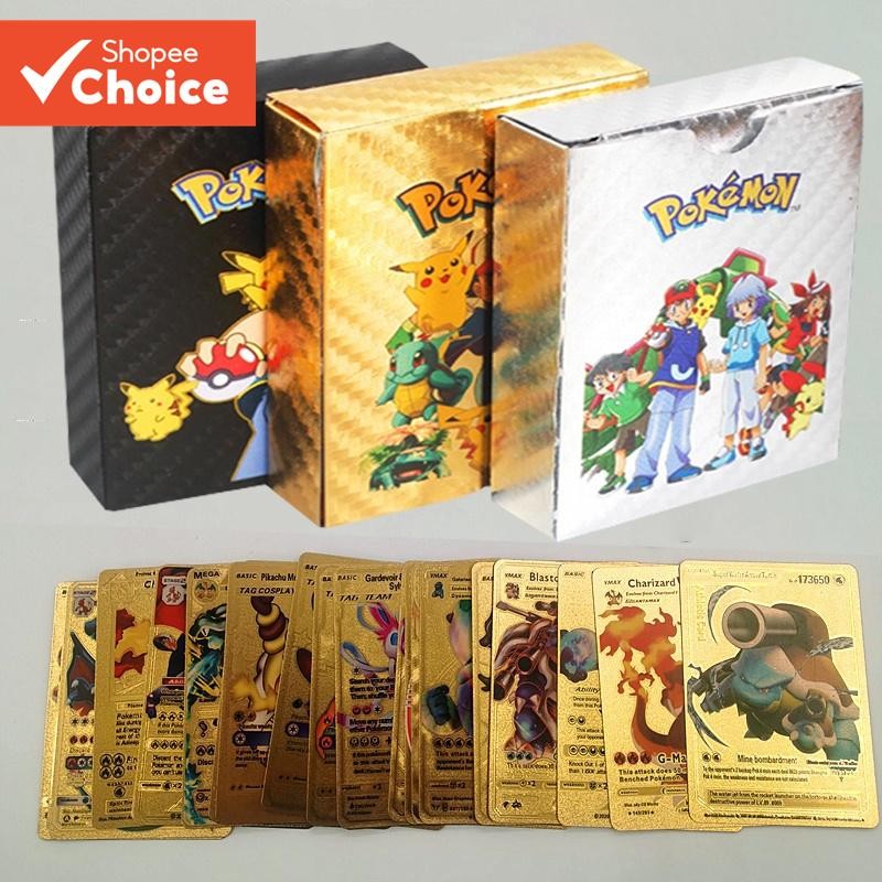555 PCS Cartões Pokemon Metal Gold Vmax GX Energy Card Charizard Pikachu Coleção Rara Treinador De Batalha
