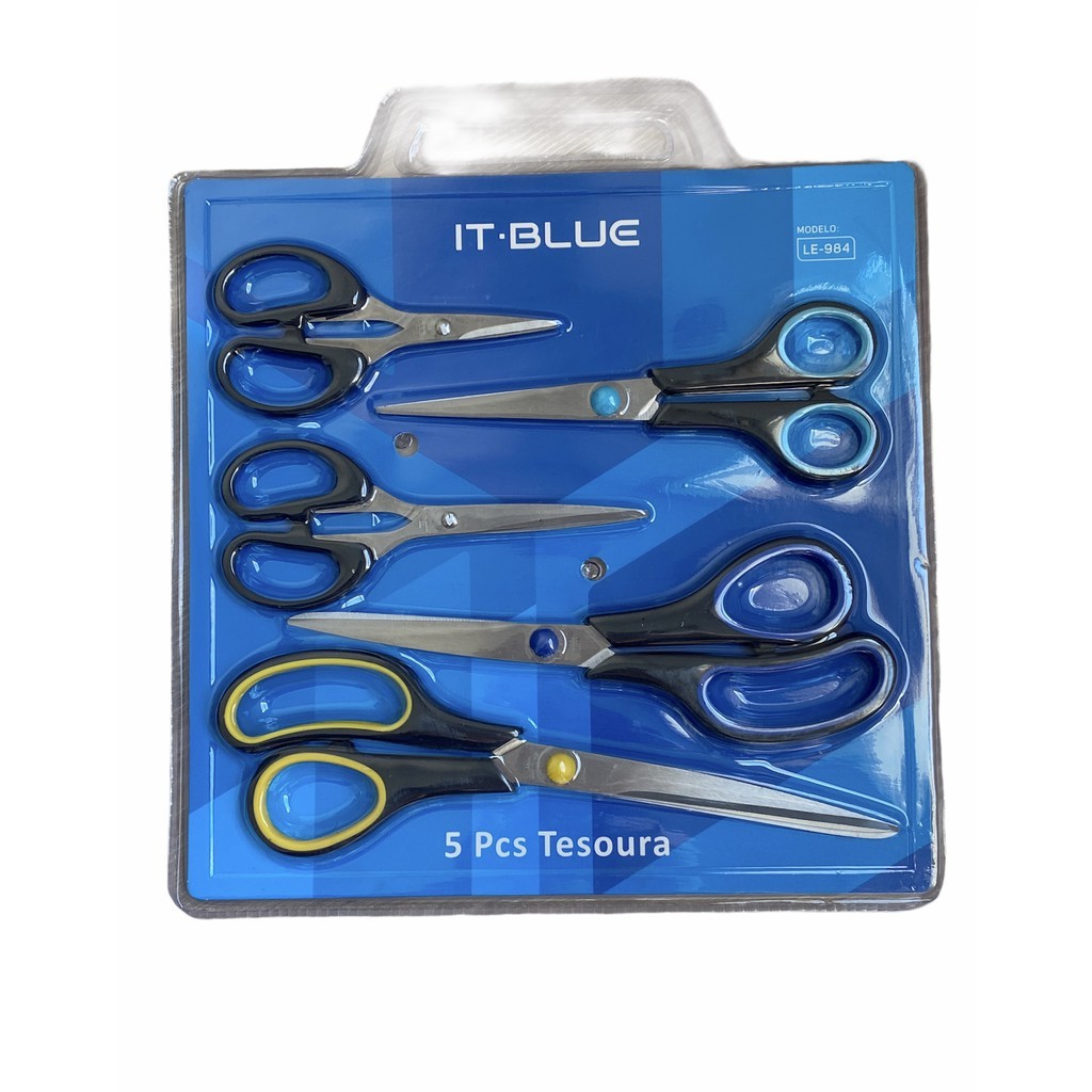 Kit 5 Tesouras LE-984 It Blue - Tesouras Multiuso - LE-984 100% Garantido
