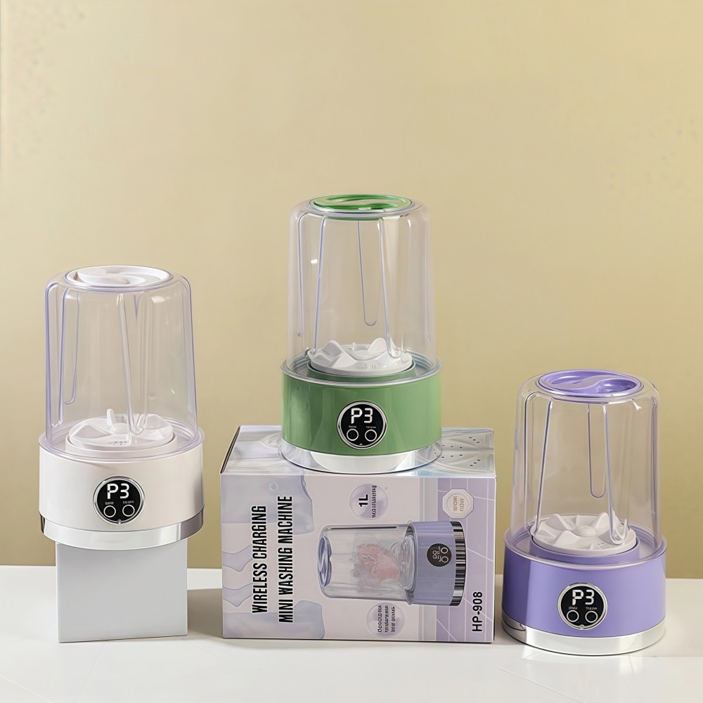 Mini Máquina de Lavar Portátil 1000ml – Lavadora Compacta USB para Roupas Íntimas, Meias e delicada