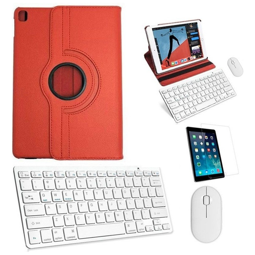 Kit Capa 360 Vermelho/teclado/mouse/pel iPad Air 3 10.5
