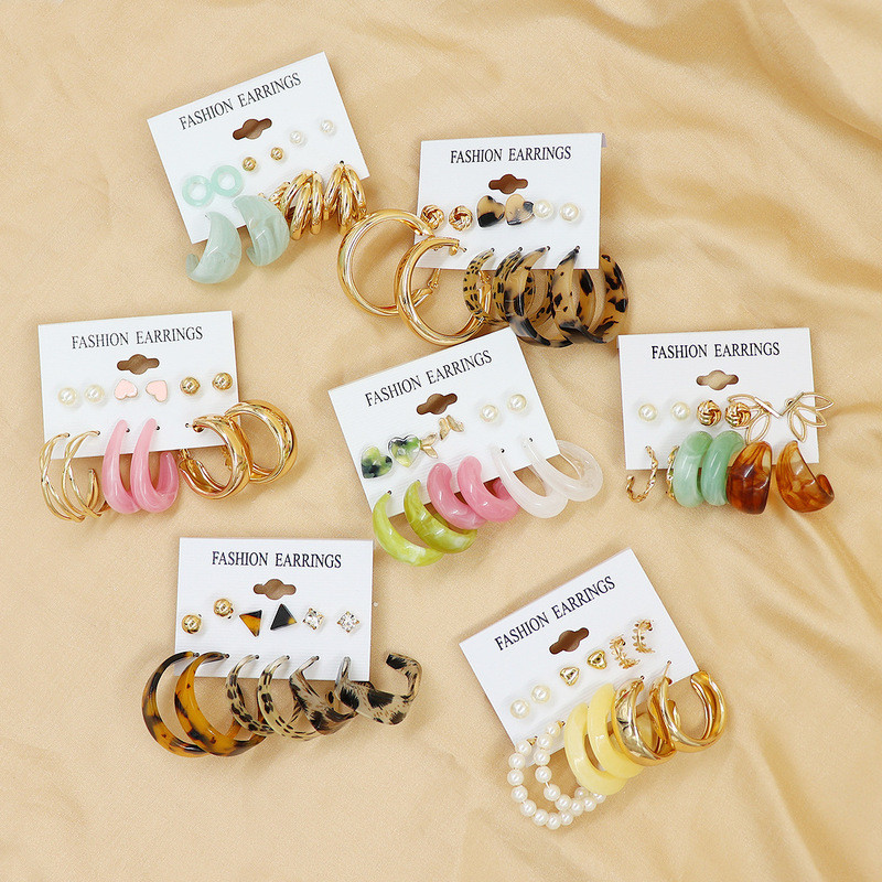 BLOSSOM Conjunto de brincos de 5 peças brincos conjunto geométricos  brincos c  brinco feminino em Oferta na Shopee