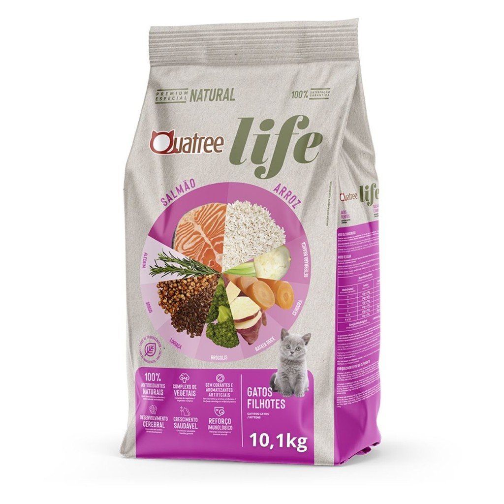 Ração Quatree Life Gatos Filhotes Salmão e Arroz - 10,1Kg em Oferta na Shopee
