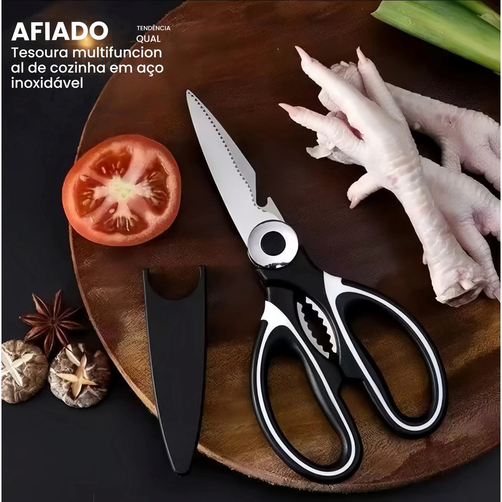 Imagem Tesoura Multiuso Inox – Corta Carnes, Ossos e Abre Nozes e Garrafas