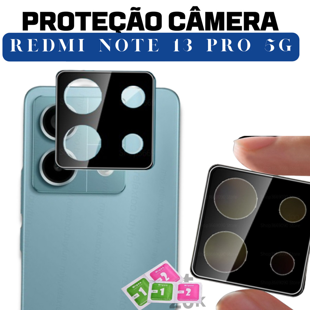 Película Vidro Câmera Redmi Note 13 Pro 5G Ultra Proteção + Kit aplicação