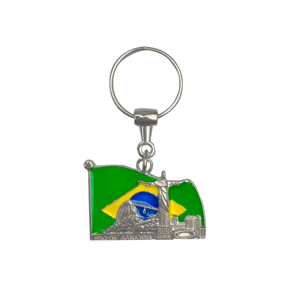 Chaveiro de Metal Turismo Bandeira Brasil Com Cristo Redentor Do Brasil