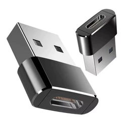 Adaptador Usb Tipo C Fêmea P/ Usb 2.0 Macho Cor Preto