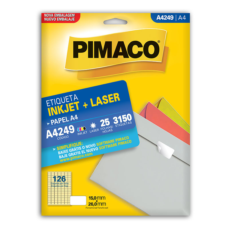 Etiqueta inkjet/laser A4249 com 25 folhas Pimaco