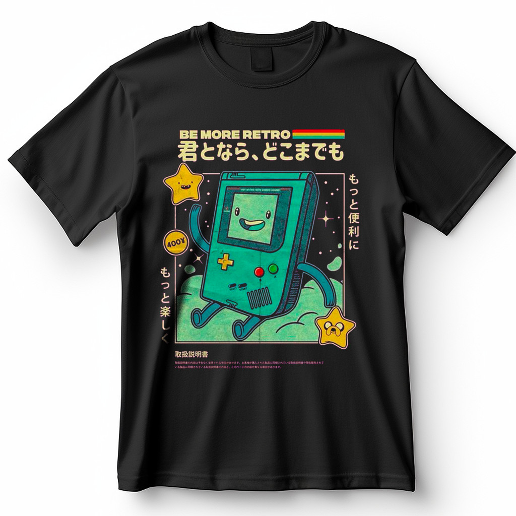 Camiseta  BMO Adventure Time Estilo Retro Japonês Blusa Camisa 100% Algodão