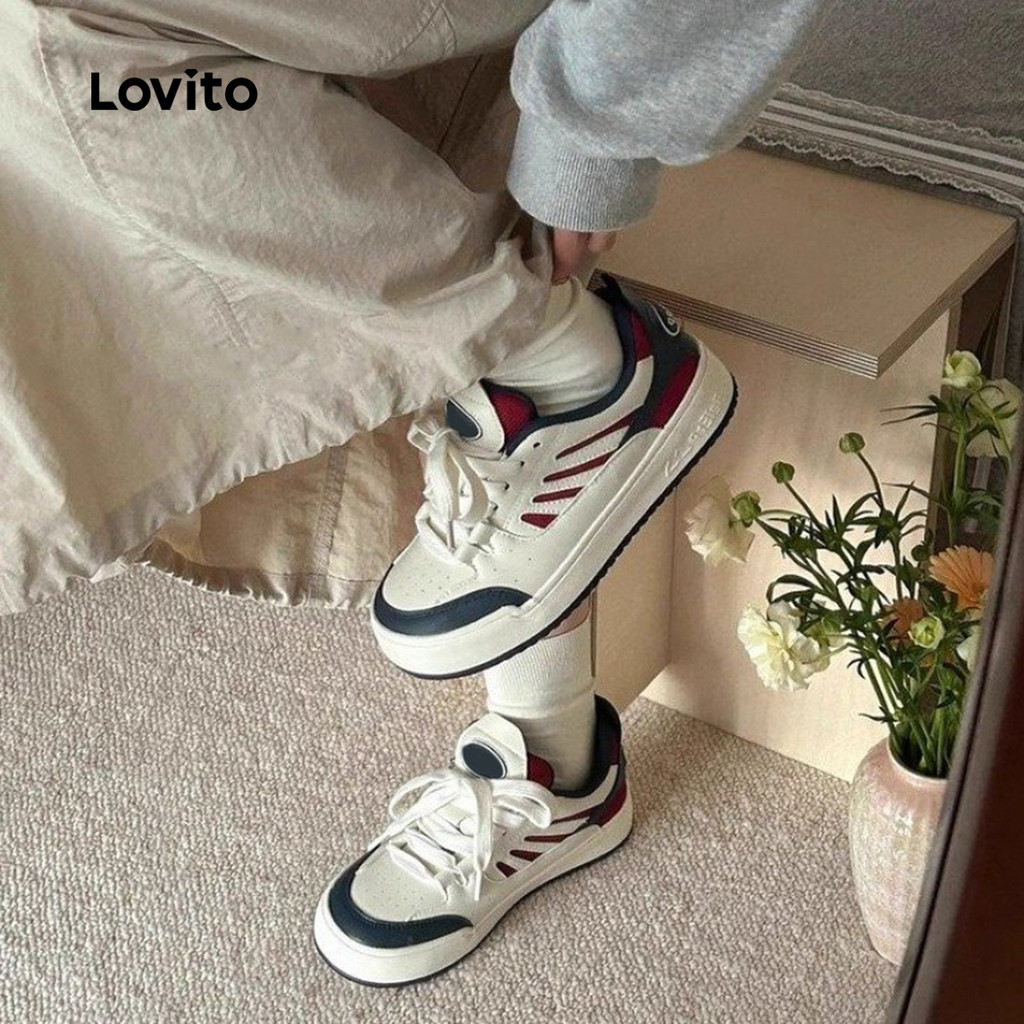 Lovito Tênis esportivo liso com aumento de uso diário para mulheres LFA77233 - Women Shoes