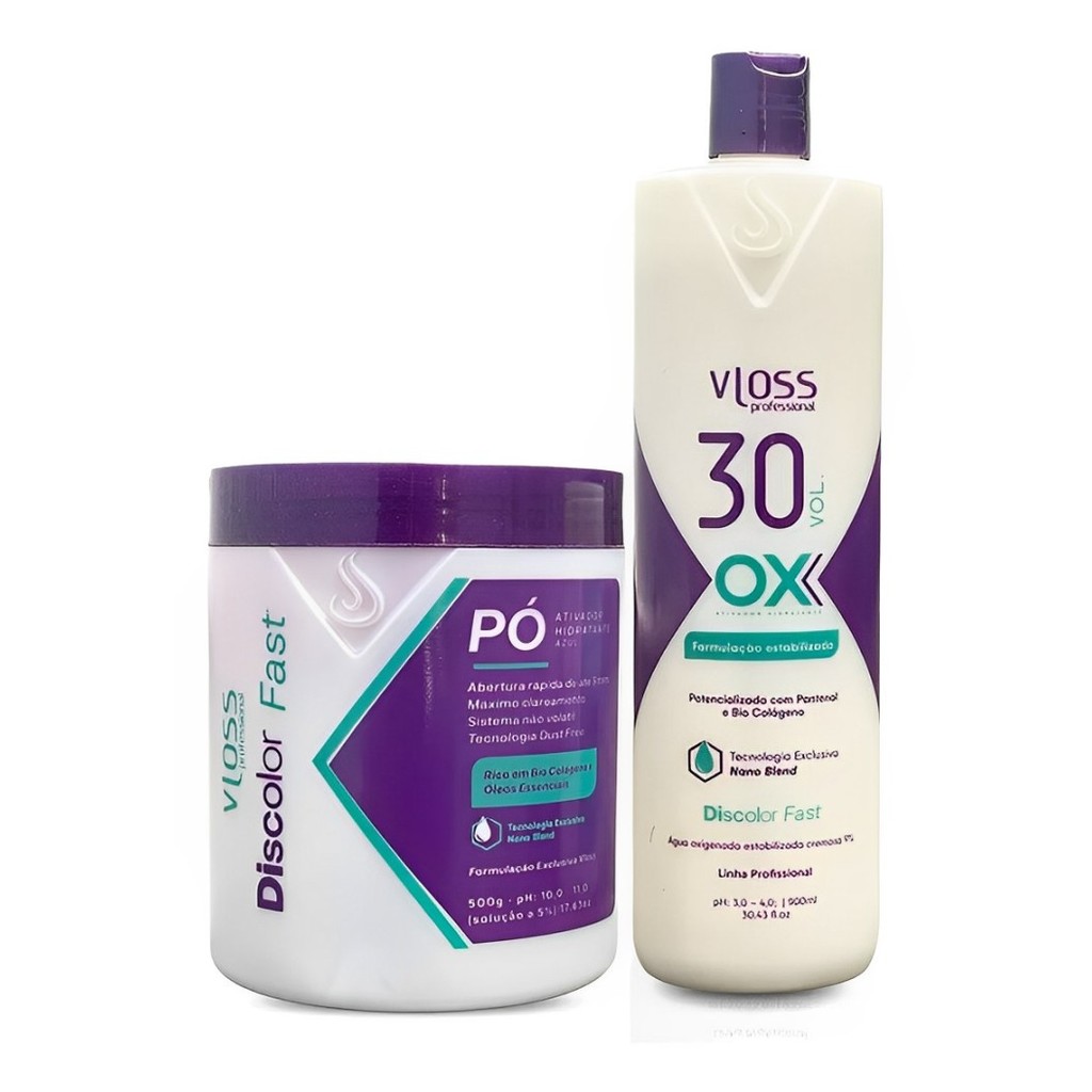 Vloss Pó Descolorante Discolor Fast Azul + Ox 30 Vol
