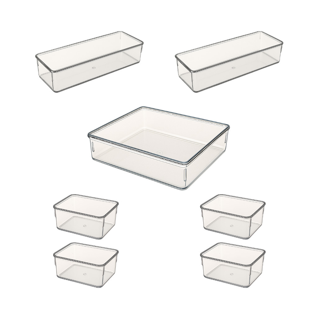 Kit 7 Organizador Modular Multiuso Acrílico Cristal Cesto Gaveta Maquiagem Geladeira em Oferta na Shopee