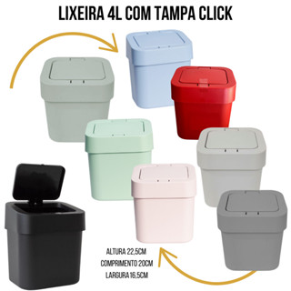 LIXEIRA 4L COM TAMPA CLICK em Oferta na Shopee