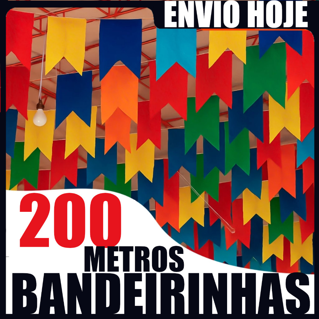 Kit 200 Metros Bandeirinhas De Plástico ou Seda Festa Junina São João Decoração Bandeirola Quermesse