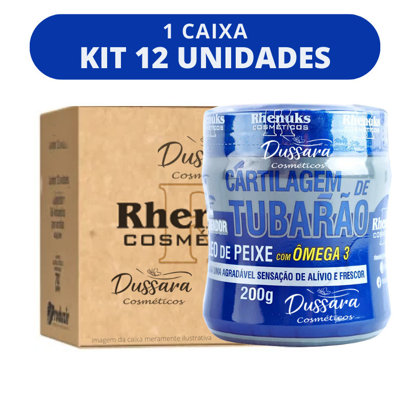 Kit 12 Gel Para Massagem Muscular Cartilagem de Tubarão (com Ômega-3) 200g Rhenuks