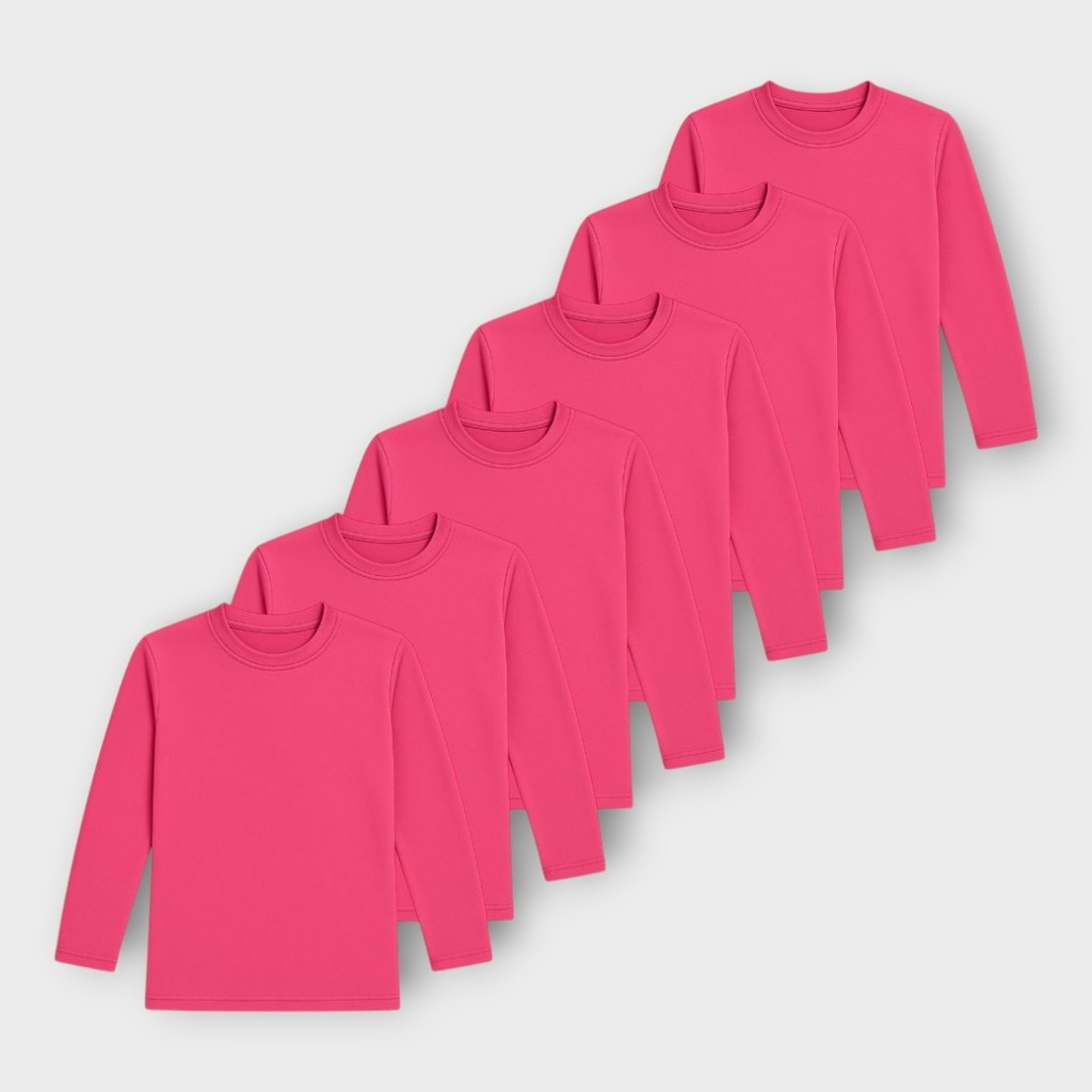 Kit Atacado 10 Camisetas Juvenis Meninas Manga Longa Lisa Peluciadas Quentinha Escolar