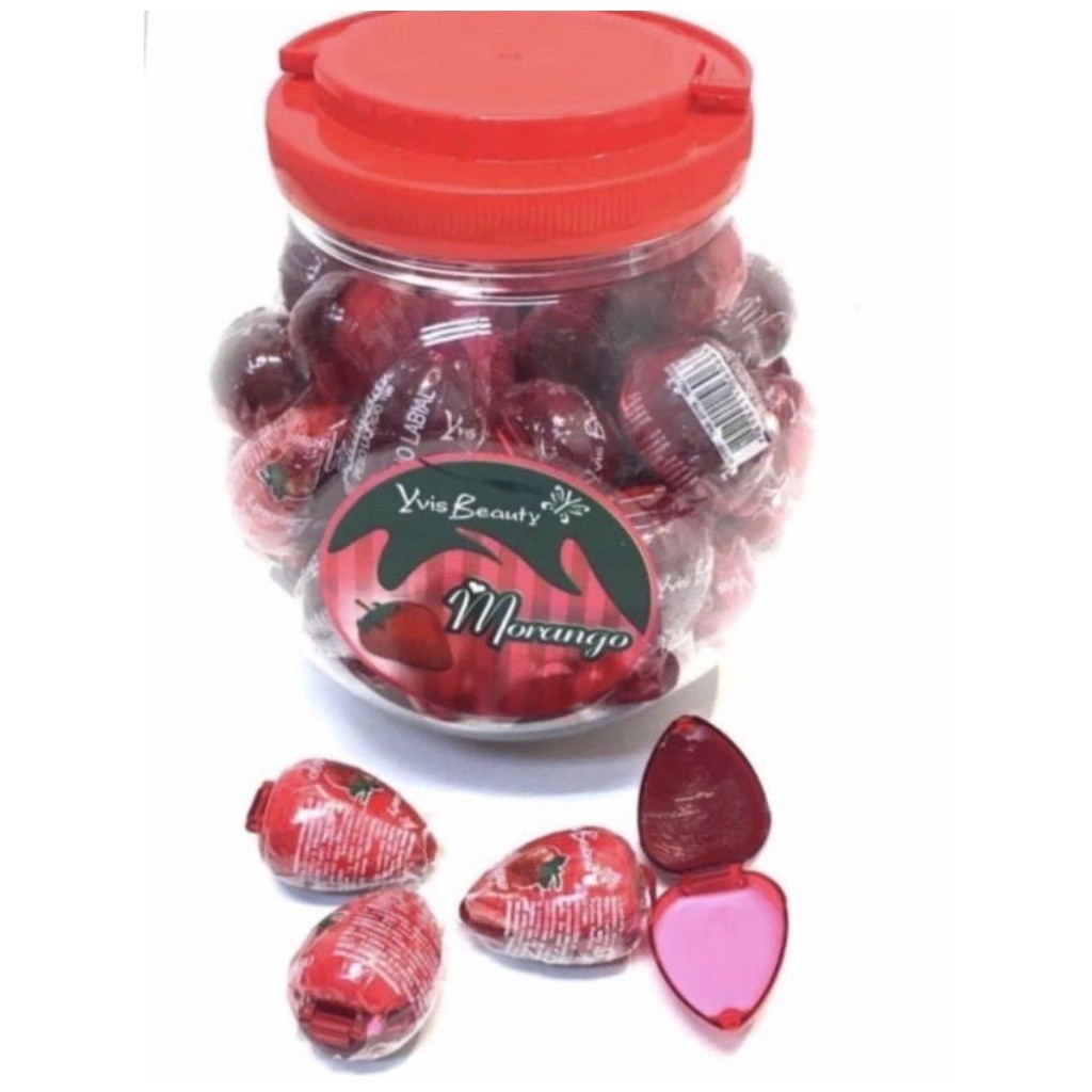 Kit Brilho Labial Moranguinho Yvis Beauty Pote Com 50 Unidades em Oferta na Shopee