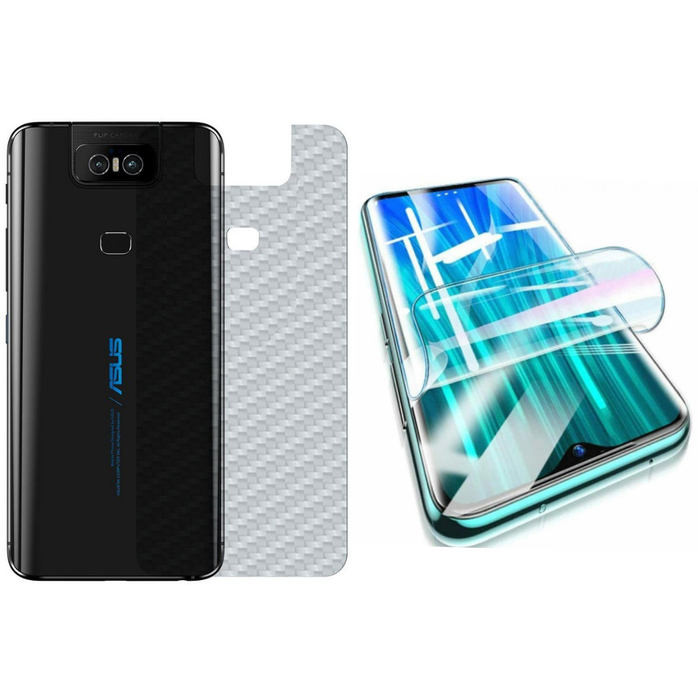 Película Hidrogel + Adesivo Fibra de Carbono para Asus Zenfone 6 ZS630KL  - Transparente