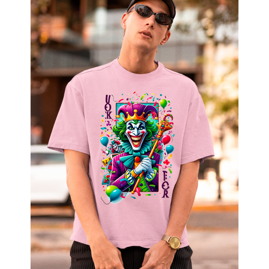 Camiseta Masculina Palhaço Joker Sinistro Colorido Ref110 Blusa Malha 100% Algodão Confortável