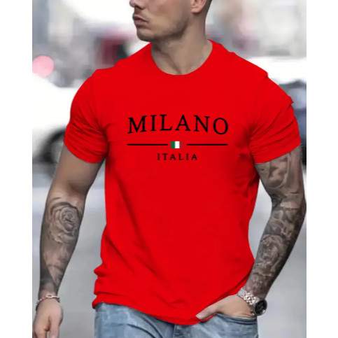 Camiseta Masculina Estampada Milano Gola Redonda manga curta T-shirt 100% algodão