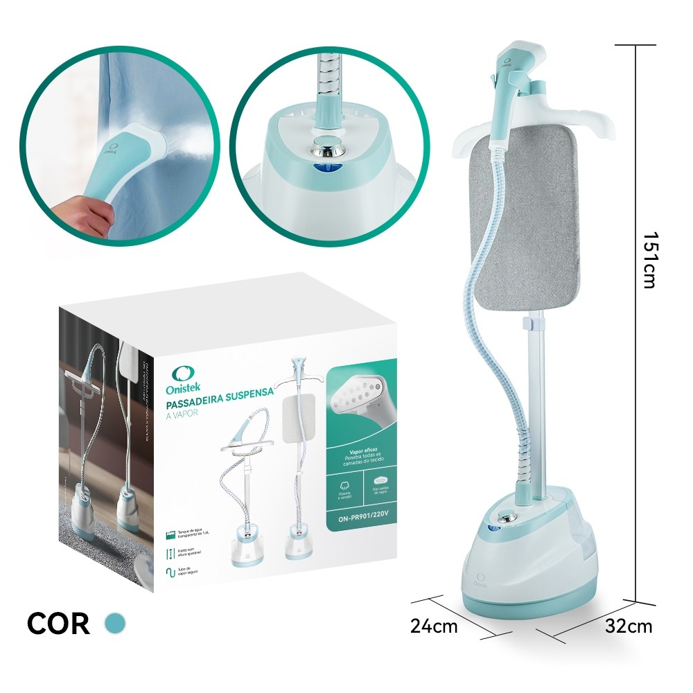 Passadeira Ferro a Vapor Com Tábua De Passar Roupa Alta Potência 1,6L 10 Modos para Tecidos,ON-PR901