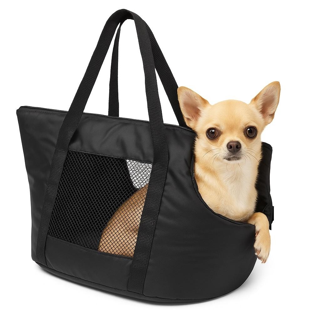 BOLSA TRANSPORTE PARA PET CACHORRO OU GATO MOCHILA PRETA DOBRAVEL COM ALCA DE OMBRO IDEAL PARA VIAGEM CARRO E PASSEIO