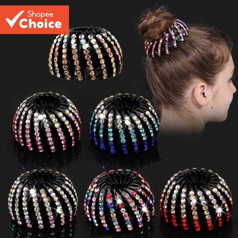 Moda Strass Bola Cabeça Grampo De Cabelo Modelador E Rabo De Cavalo Fixação Garra Clipe Para Mulher