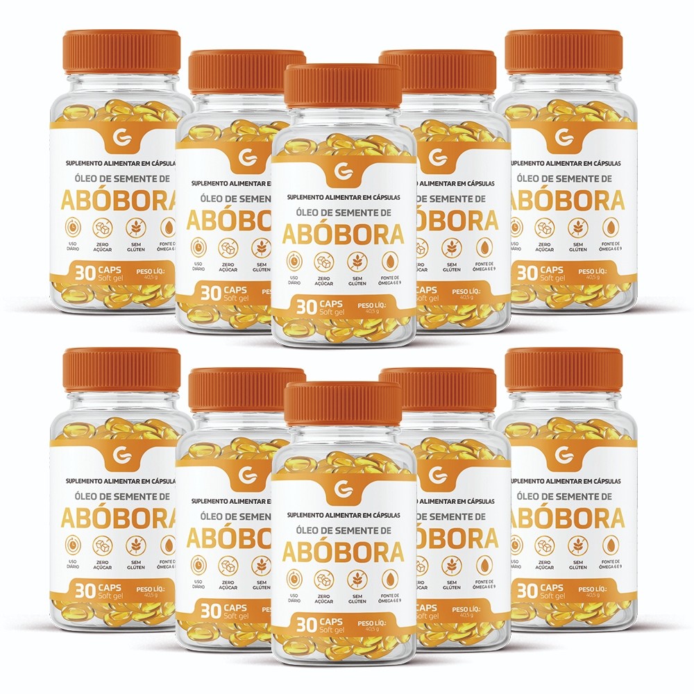Kit 10x Óleo de Semente de Abóbora 500mg | 300 Cápsulas | Linha Econômica  | Natural