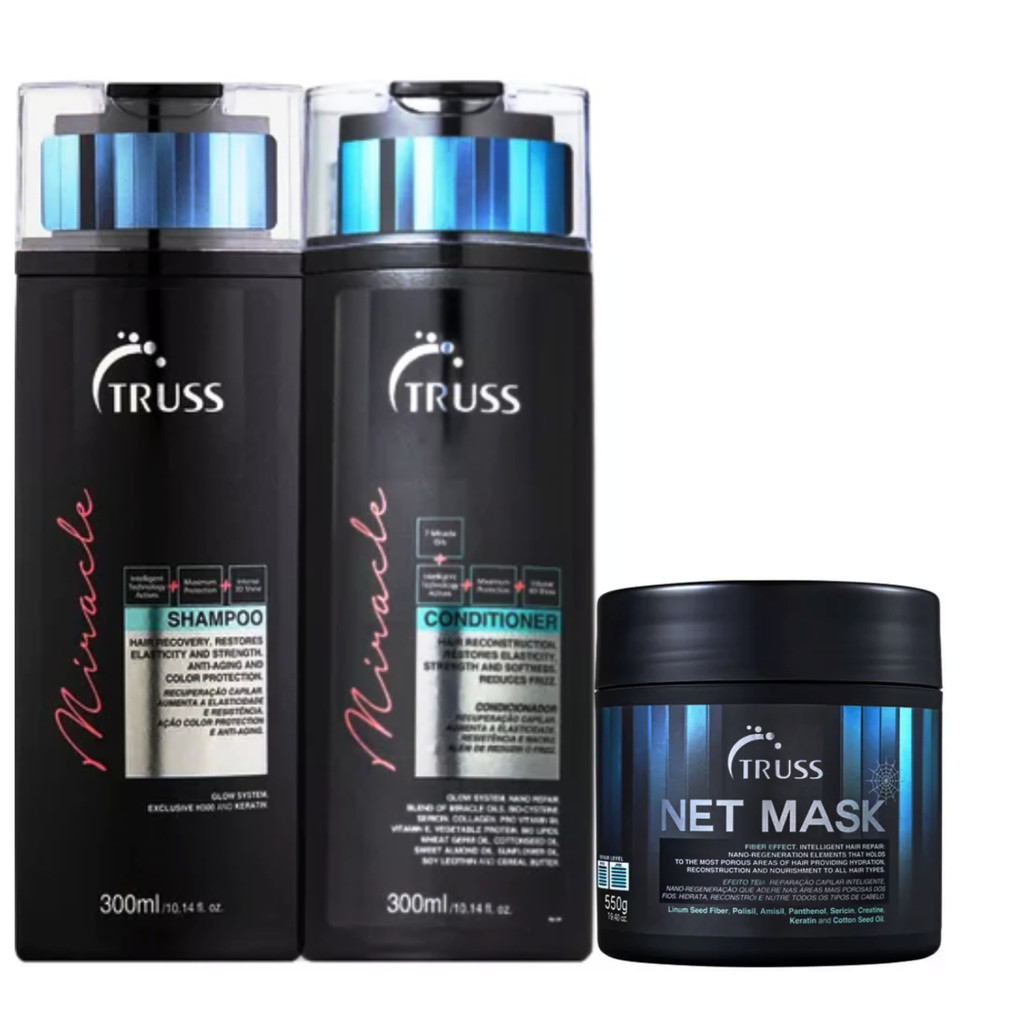Truss Miracle Shampoo e Condicionador + Máscara Net Mask 550g