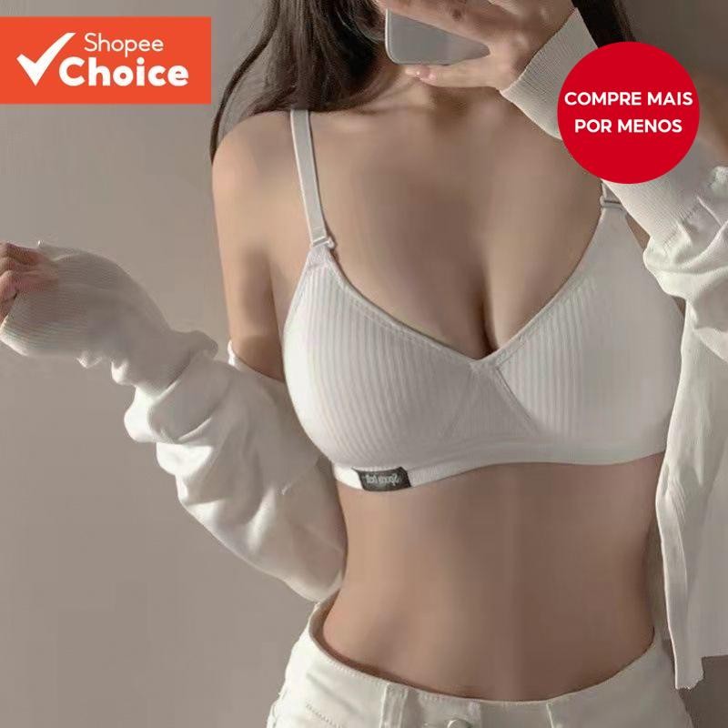 2026 Sutiã Push-Up Sexy Preto-Bralette De Algodão Sem Fio Branco Para Adolescentes (32A-38...