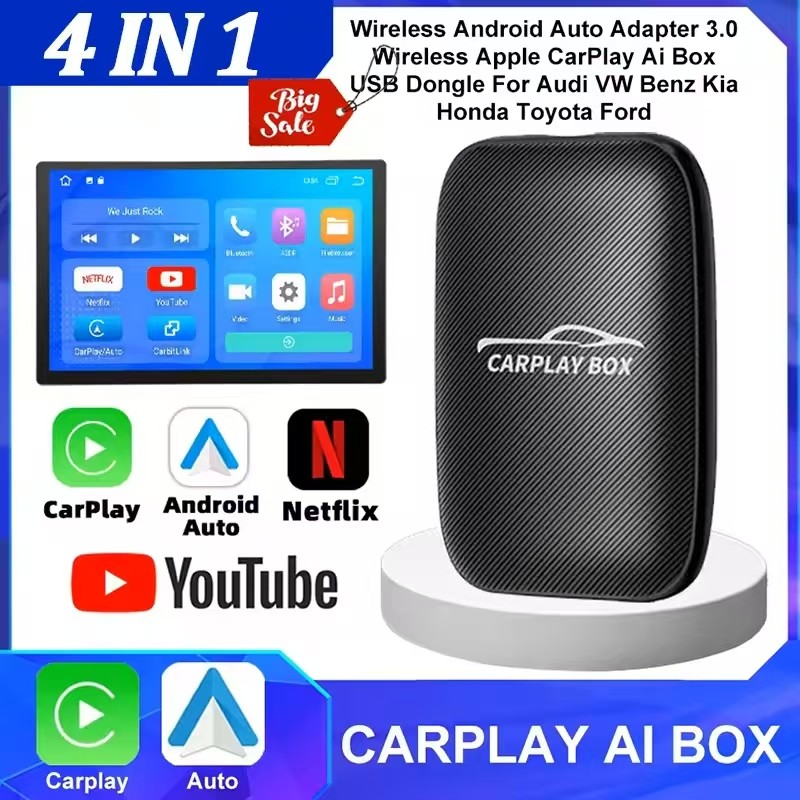 4 Em 1 Universal Fechado Com Fio Para Sem Android Auto CarPlay Adaptador Caixa De tv Streaming De Carro Plug and Play Ac em Oferta na Shopee