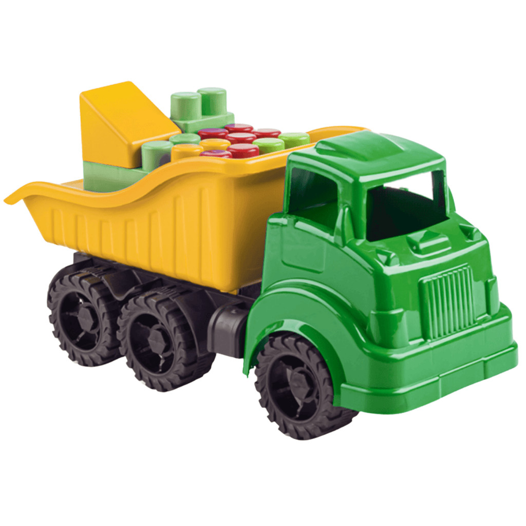 Brinquedo Caminhão Miniatura Caçamba Com Blocos Colorido 14 Peças