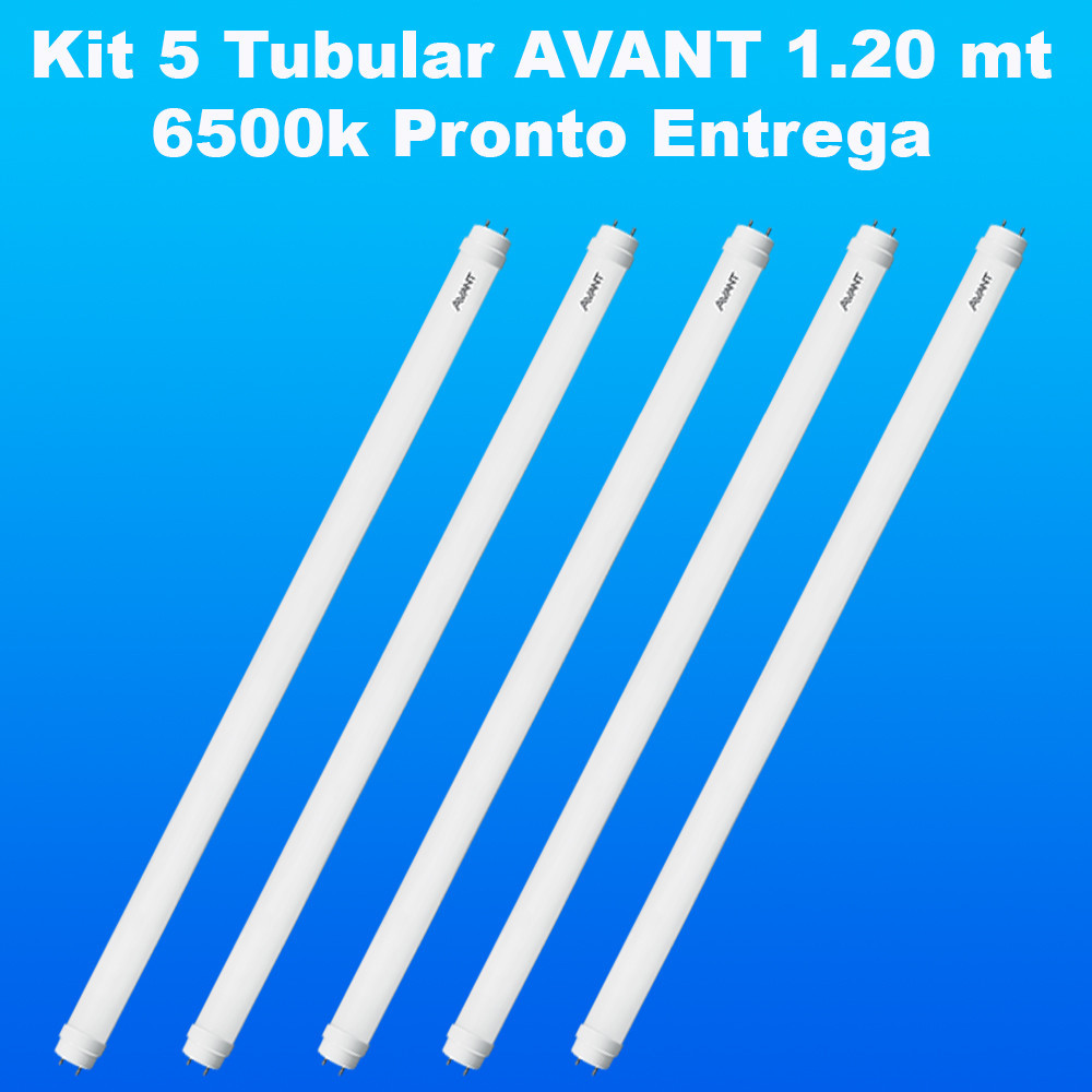 Kit 5 Lâmpadas LED Tubular T8 18W 120cm 6500K Bivolt – Avant em Oferta na Shopee
