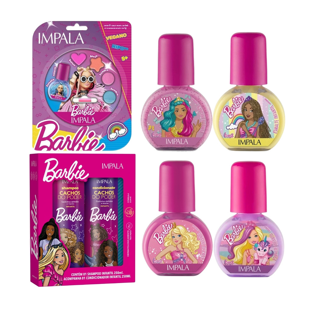 Kit Shampoo Condicionador Cachos Impala Esmalte Make Barbie