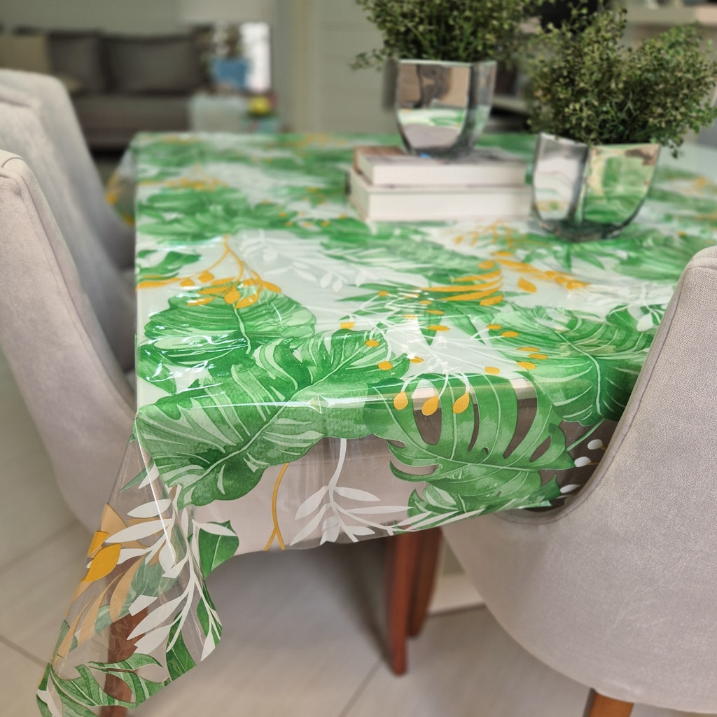 Toalha PVC Estampada Transparente para Mesa 2,50x1,40 Impermeável e Protetora