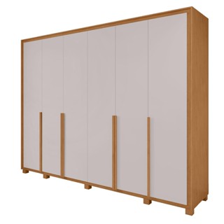 Guarda Roupa Casal 100% MDF  6 Portas Easy Space Com Pés Amendoa Clean/Off White -Lopas em Oferta na Shopee