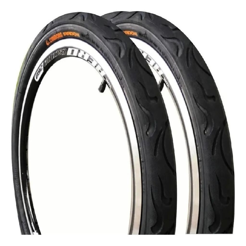 Par Pneus Aro 20x2.125 Irado Tipo Flame Balão Para Bicicleta Cor Preto em Oferta na Shopee
