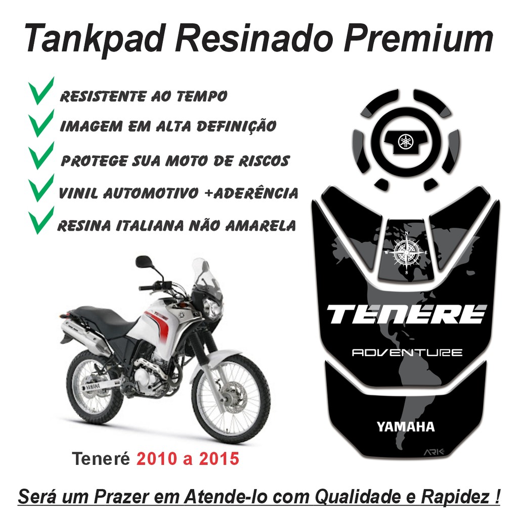 Adesivo Protetor de Tanque Tankpad E Bocal 3d Resinado Moto Yamaha Tenere 250 2010 a 2015