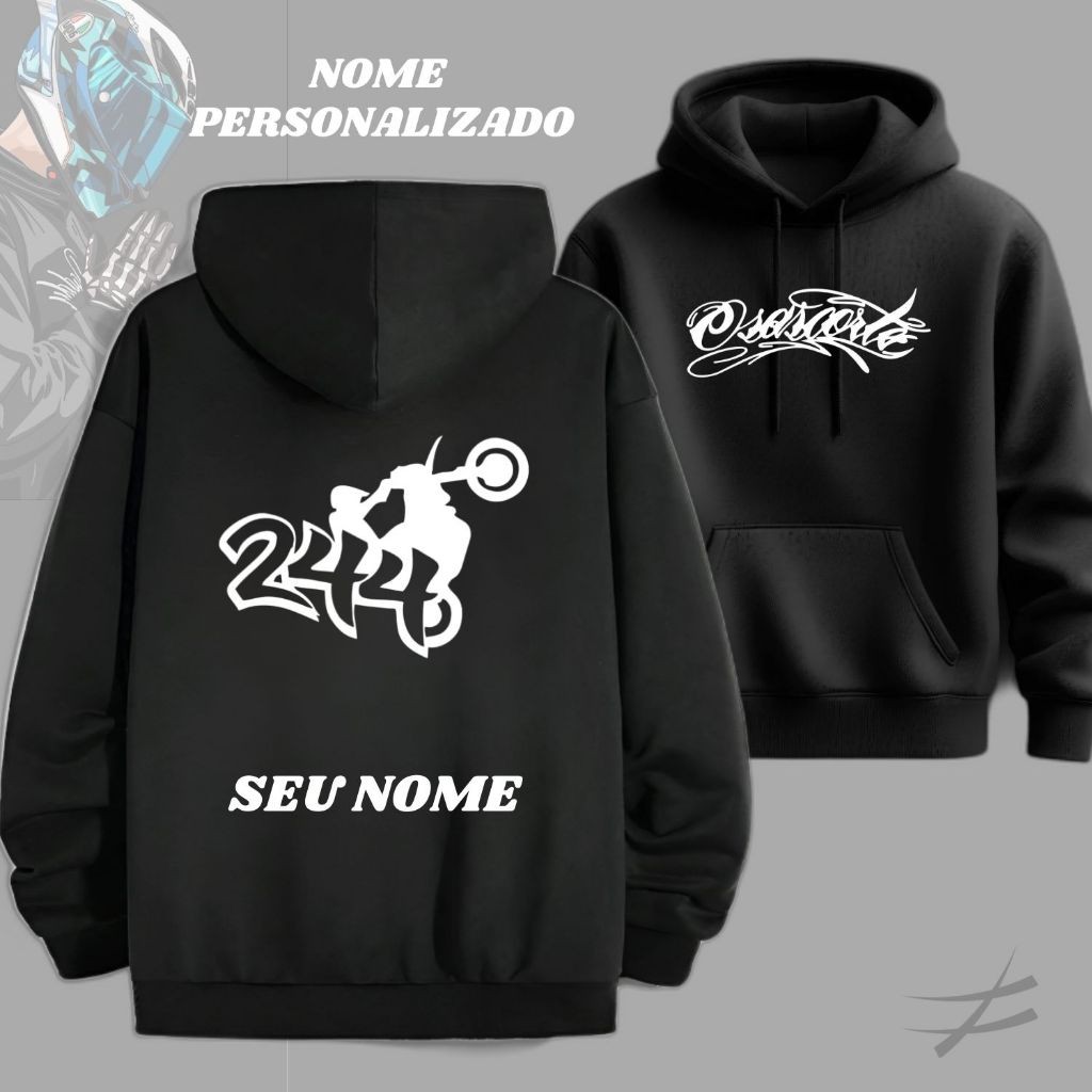 Moletom Personalizado Seu Nome Osascorte Grau 244 59D Bike Moto Grau Blusa de Frio Casaco Lançamento