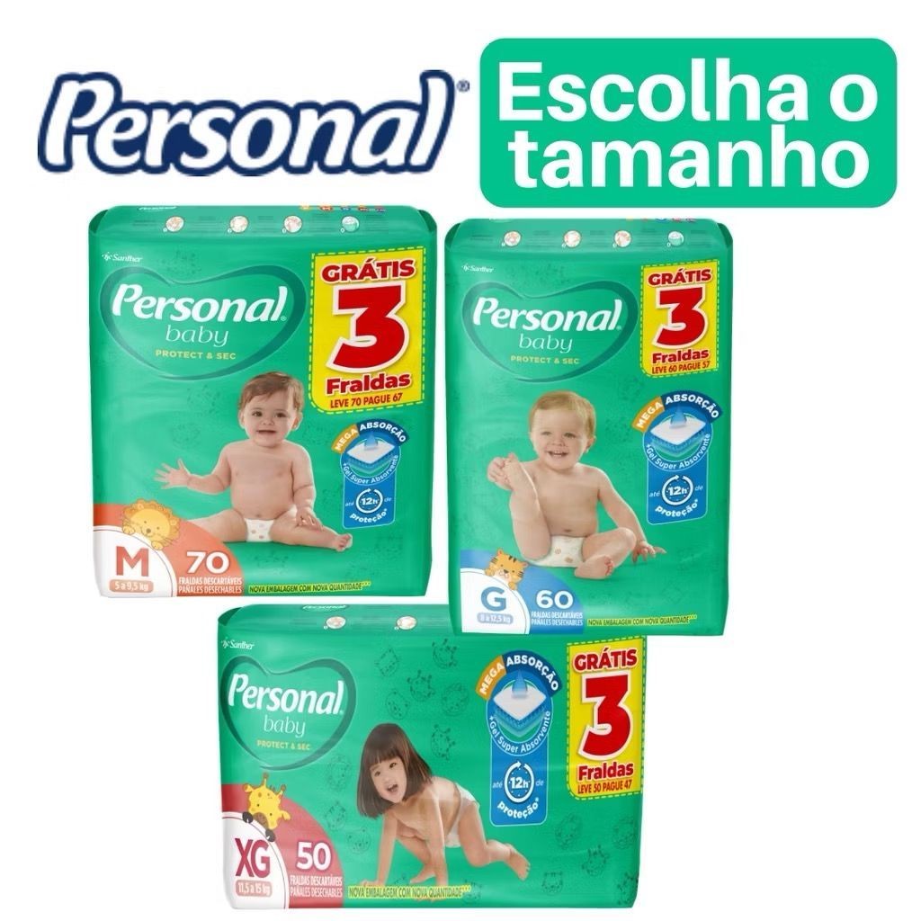 PERSONAL BABY - Fralda Protect&Sec Hiper - M G  XG ou XXG