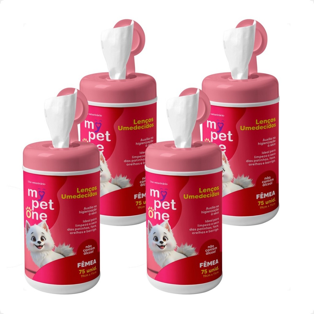 Kit 4 Lenço Umedecido Cão e Gato Fêmeas Mypetone - 300 Unidades em Oferta na Shopee