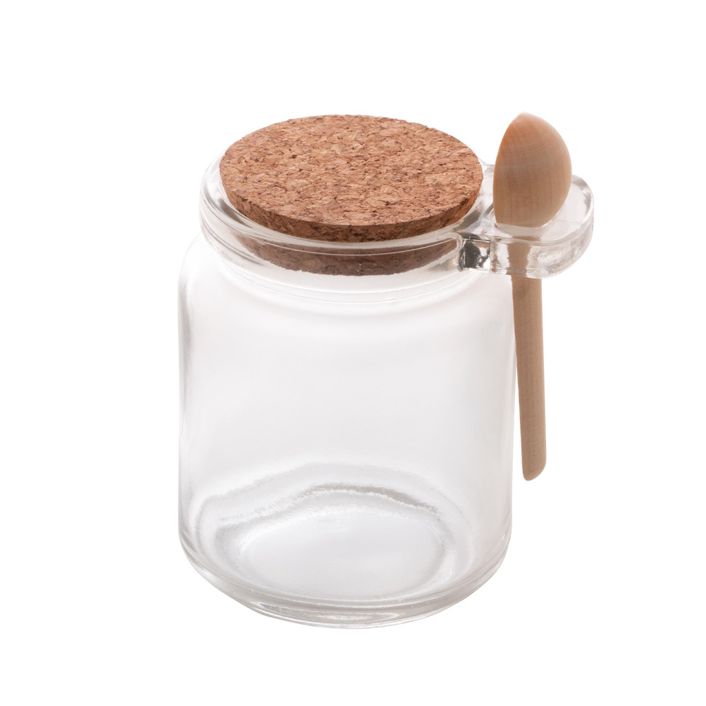 Pote de Vidro com Colher em Bambu e Tampa Rolha 240ml Lyor - Saleiro e Porta Condimento em Oferta na Shopee