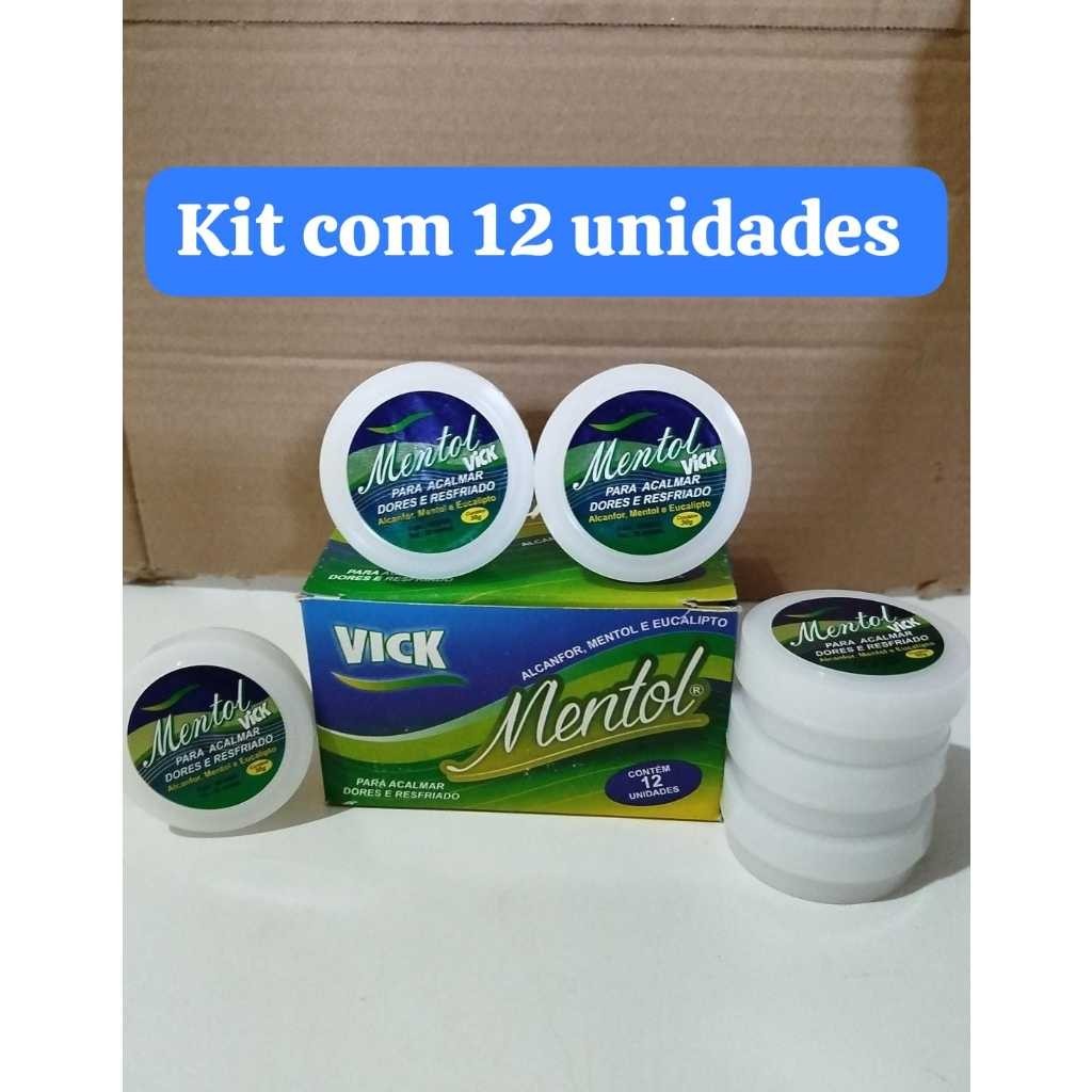 Kit com 12 unid. pomada /creme mentol vicky - dores e resfriado - 30 grs