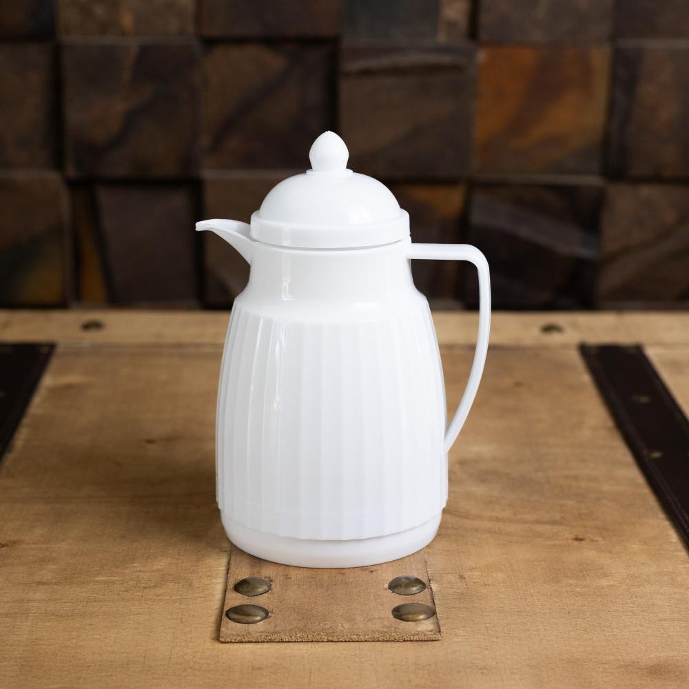 Garrafa Térmica de Plástico Essência Branca 300ml Wolff para Café Chá Agua e Uso Diário Qualidade Elegância Casa Cozinha